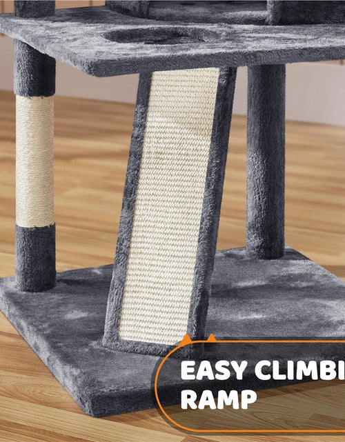 Load image into Gallery viewer, 69In Large Cat Tree Tower with Condos &amp; Scratching Board, Dark Gray
