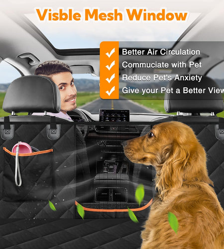 Dog Car Seat Cover for Back Seat,600D Heavy Duty Dog Hammock for Car with Side Flap,100% Waterproof Pet Backseat Cover, Anti-Scratch Nonslip Pet Seat Protector for Cars Trucks and SUV