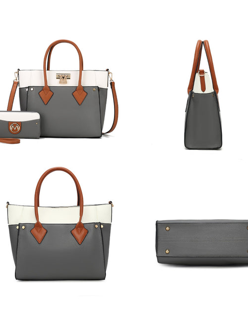 Load image into Gallery viewer, Brynlee Women'S Tote Bag &amp; Wristlet Wallet, Crossbody Purse Handbag 2 Pcs by Mia K - Navy
