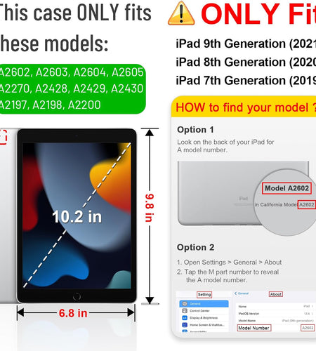 Case for Ipad 9Th / 8Th / 7Th Generation (2021/2020/2019) 10.2 Inch - [Corner Protection] Multi-Angle Viewing Stand Cover with Pocket & Pencil Holder, Auto Sleep Wake, Ocean Marble