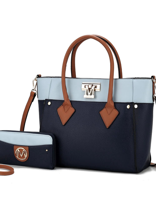 Load image into Gallery viewer, Brynlee Women'S Tote Bag &amp; Wristlet Wallet, Crossbody Purse Handbag 2 Pcs by Mia K - Navy

