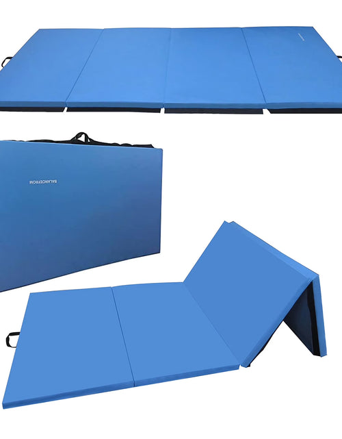 Load image into Gallery viewer, 10Ft X 4Ft X 2In 4-Panel All-Purpose Folding Gymnastics Mat, Blue
