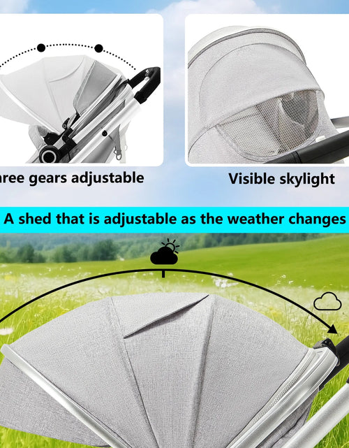 Load image into Gallery viewer, 3-In-1 Convertible Baby Stroller with Big Seat and Adjustable Canopy, 24 Pound, Light Grey
