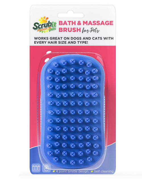 Load image into Gallery viewer, Dog Bath Scrubber Rubber Curry Comb &amp; Pet Grooming Brush with Non-Slip Grip, Blue
