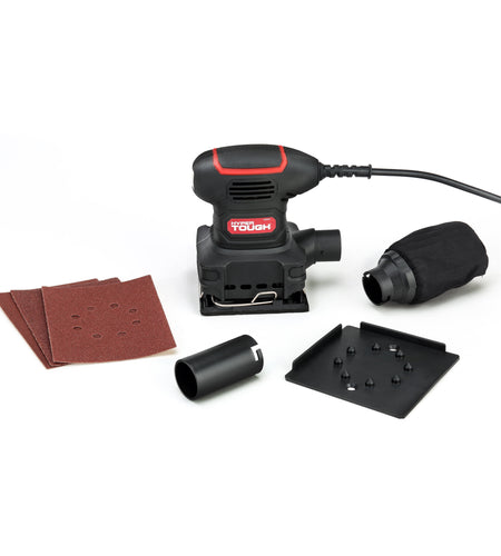 2 Amp Corded 1/4 Sheet Palm Sander with Dust Bag, Vacuum Hose Adapter, Punch Plate & 3 Sanding Sheets, New Condition