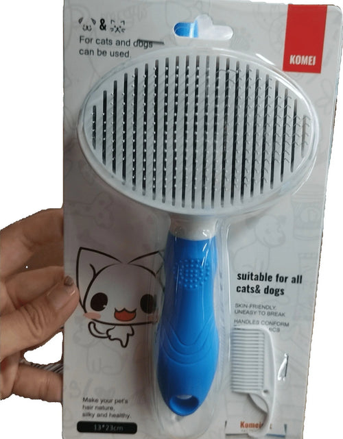 Load image into Gallery viewer, Dog &amp; Cat Grooming Brush, Self Cleaning Slicker Brushes for Dogs Cats Pet Grooming Brush Tool Gently Removes Loose Undercoat, Mats Tangled Hair Slicker Brush for Pet with Flea Comb
