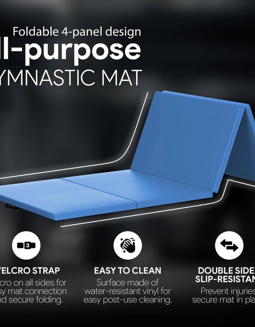 Load image into Gallery viewer, 10Ft X 4Ft X 2In 4-Panel All-Purpose Folding Gymnastics Mat, Blue
