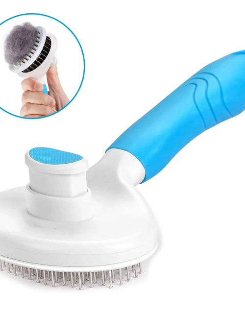 Load image into Gallery viewer, Dog &amp; Cat Grooming Brush, Self Cleaning Slicker Brushes for Dogs Cats Pet Grooming Brush Tool Gently Removes Loose Undercoat, Mats Tangled Hair Slicker Brush for Pet with Flea Comb
