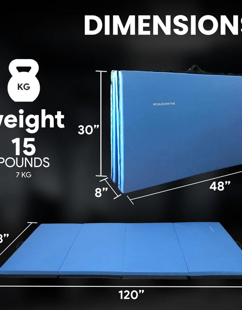 Load image into Gallery viewer, 10Ft X 4Ft X 2In 4-Panel All-Purpose Folding Gymnastics Mat, Blue
